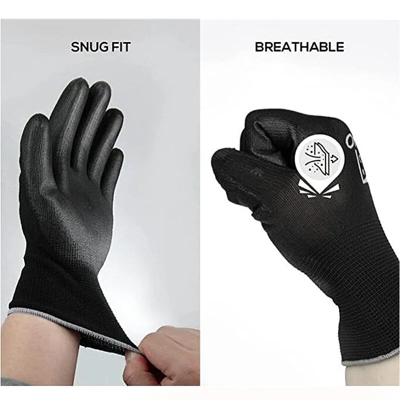24Pieces/12Pairs Knitted Safety Work Glove Construction Security Garden Rubber Industrial Working Gloves