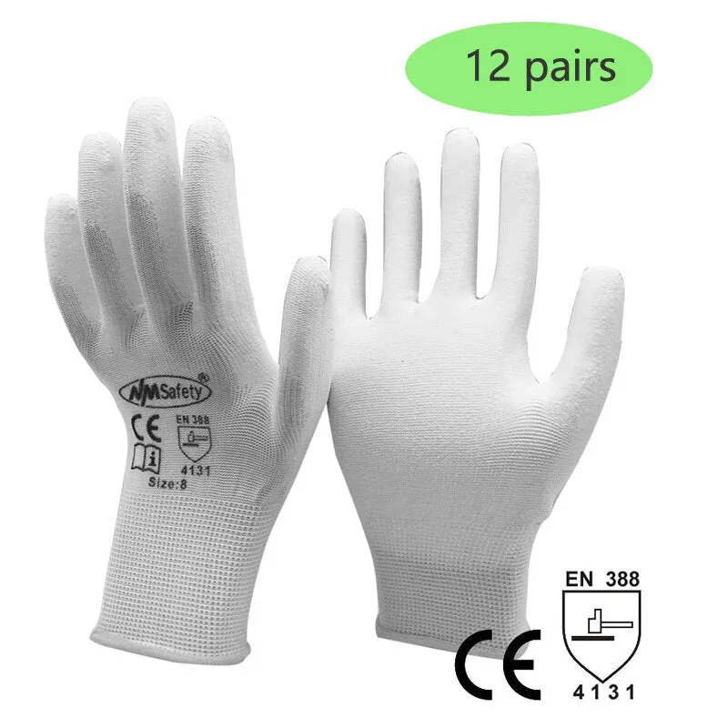 24Pieces/12Pairs Knitted Safety Work Glove Construction Security Garden Rubber Industrial Working Gloves