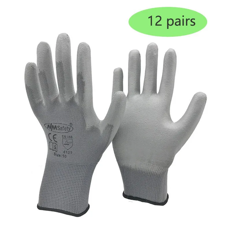 24Pieces/12Pairs Knitted Safety Work Glove Construction Security Garden Rubber Industrial Working Gloves