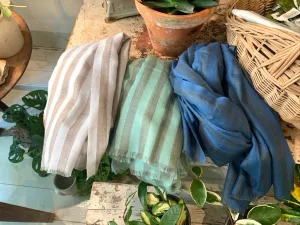 Aqua green striped scarf