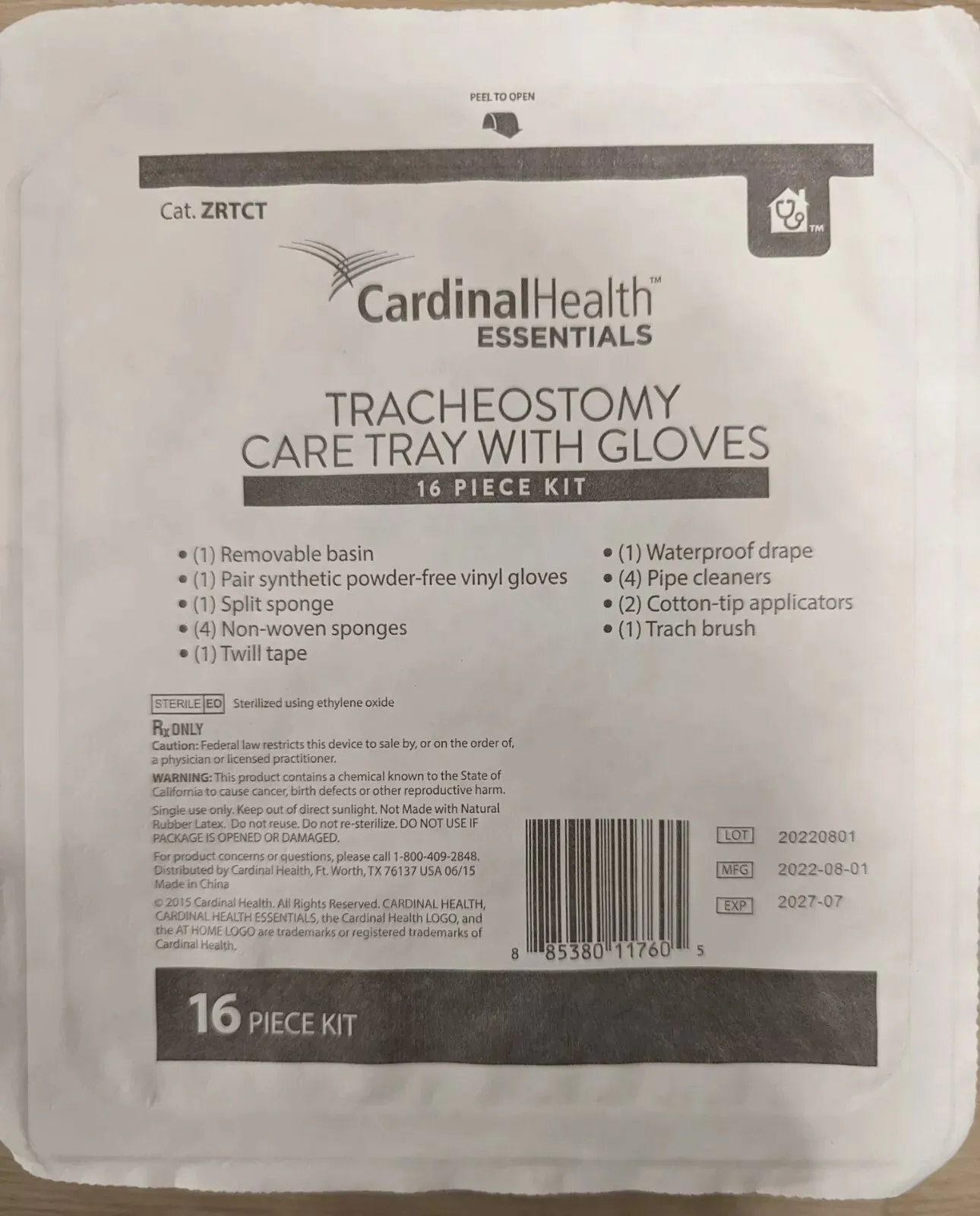 Cardinal Health Essentials™ Tracheostomy Care Tray with PVC Powder-Free Gloves