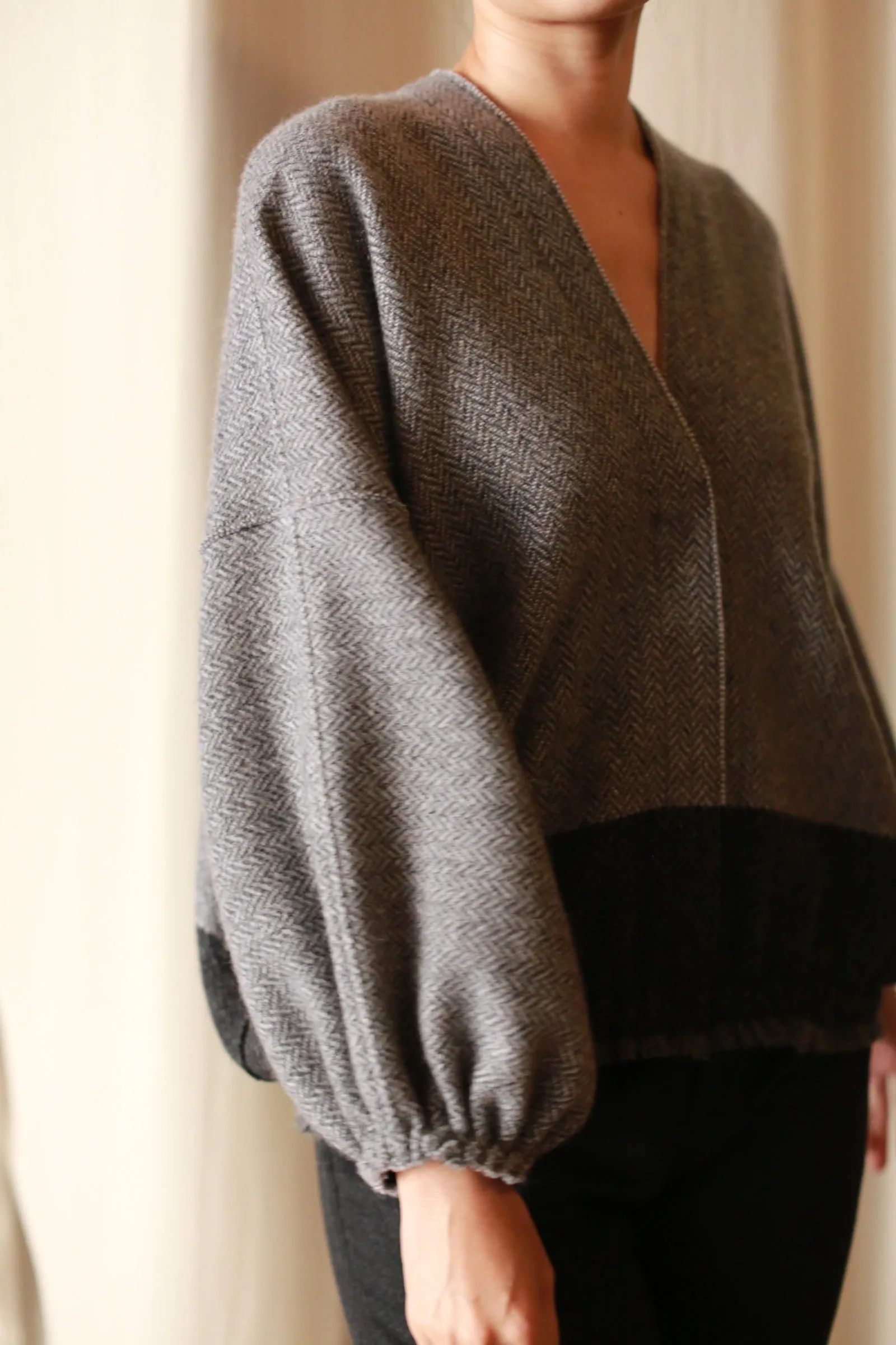 Cashmere House Cardi | Grey Colorblock