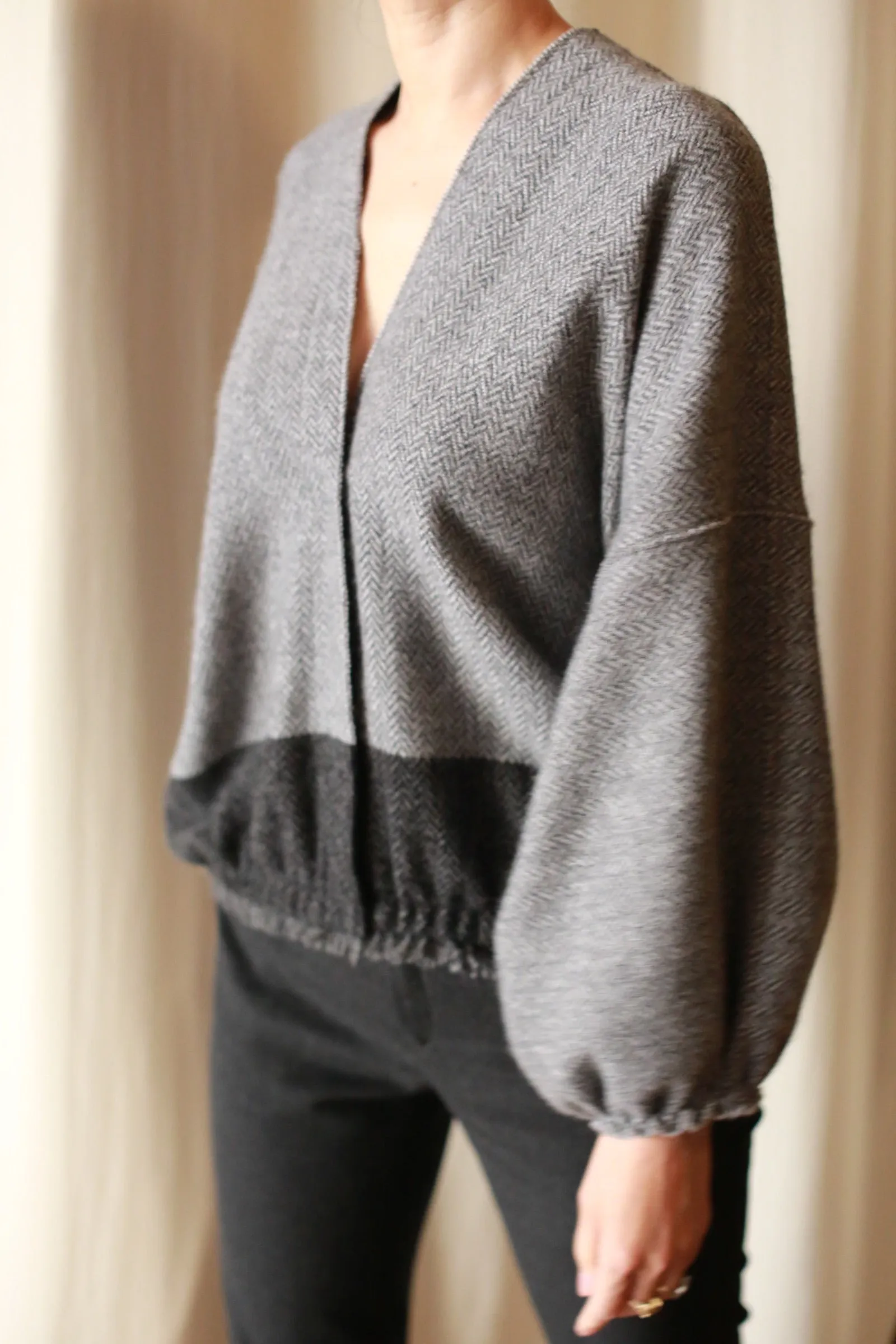 Cashmere House Cardi | Grey Colorblock