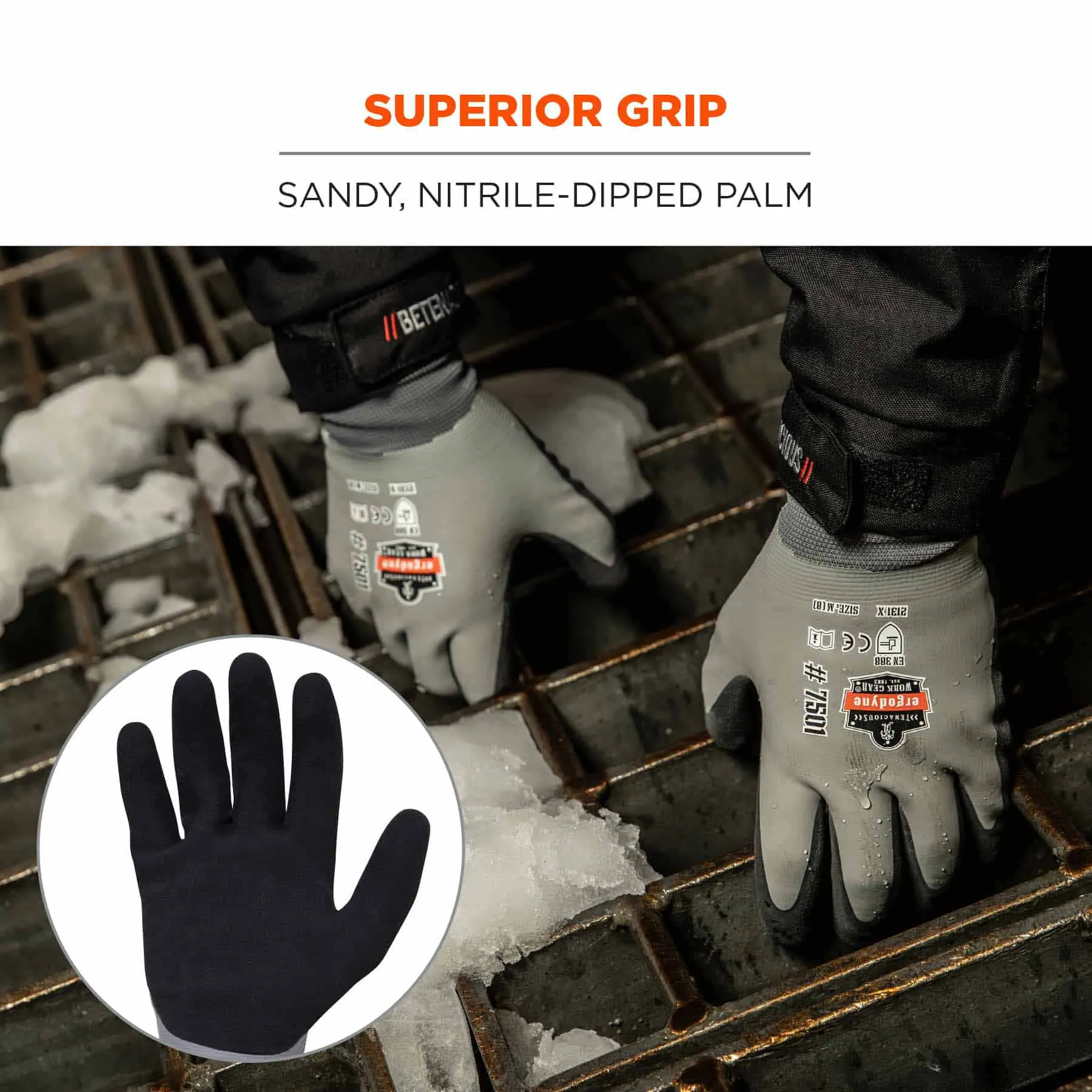 Ergodyne 17936 7501-CASE 2XL Gray Coated Waterproof Winter Gloves 144-Pair