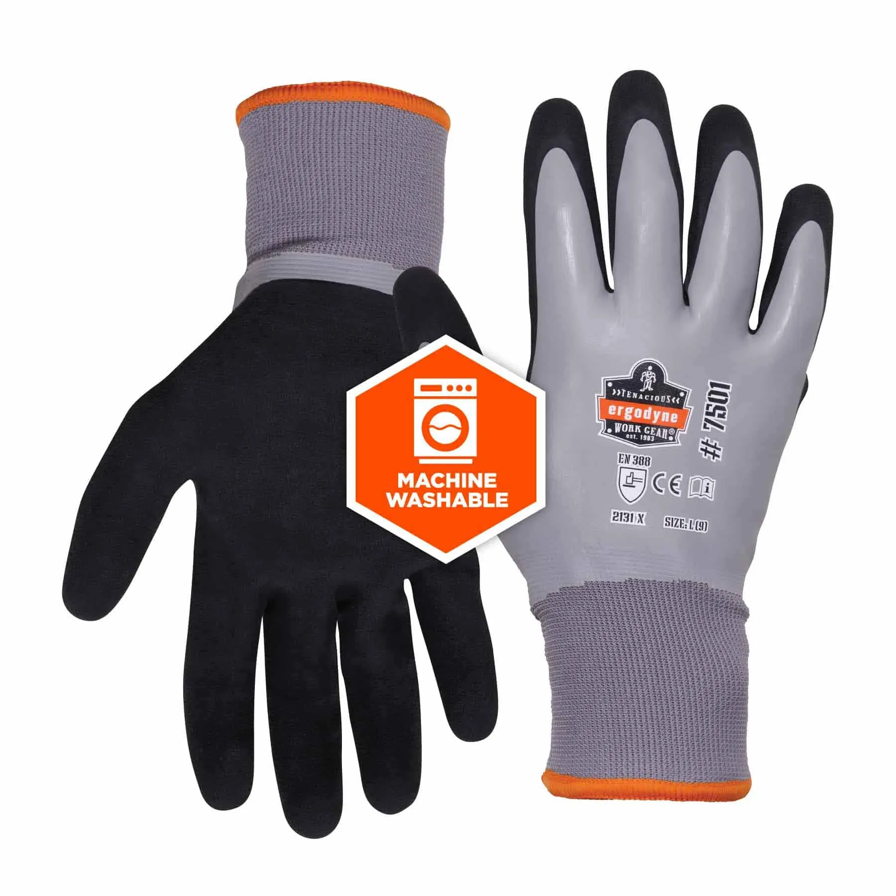 Ergodyne 17936 7501-CASE 2XL Gray Coated Waterproof Winter Gloves 144-Pair