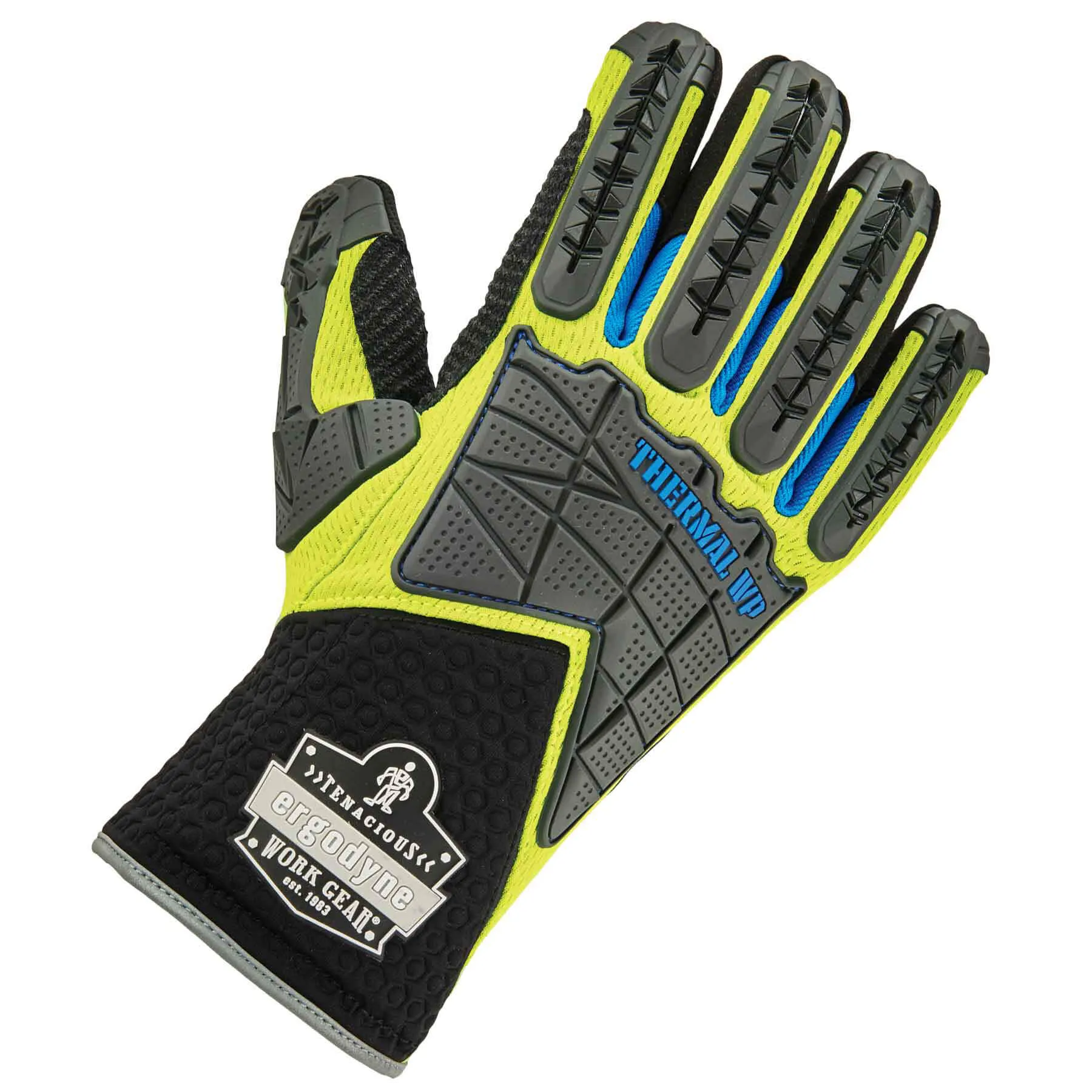 Ergodyne 18103 ProFlex 925WP Dorsal Impact-Reducing   Thermal WP Gloves, Medium, HV Lime