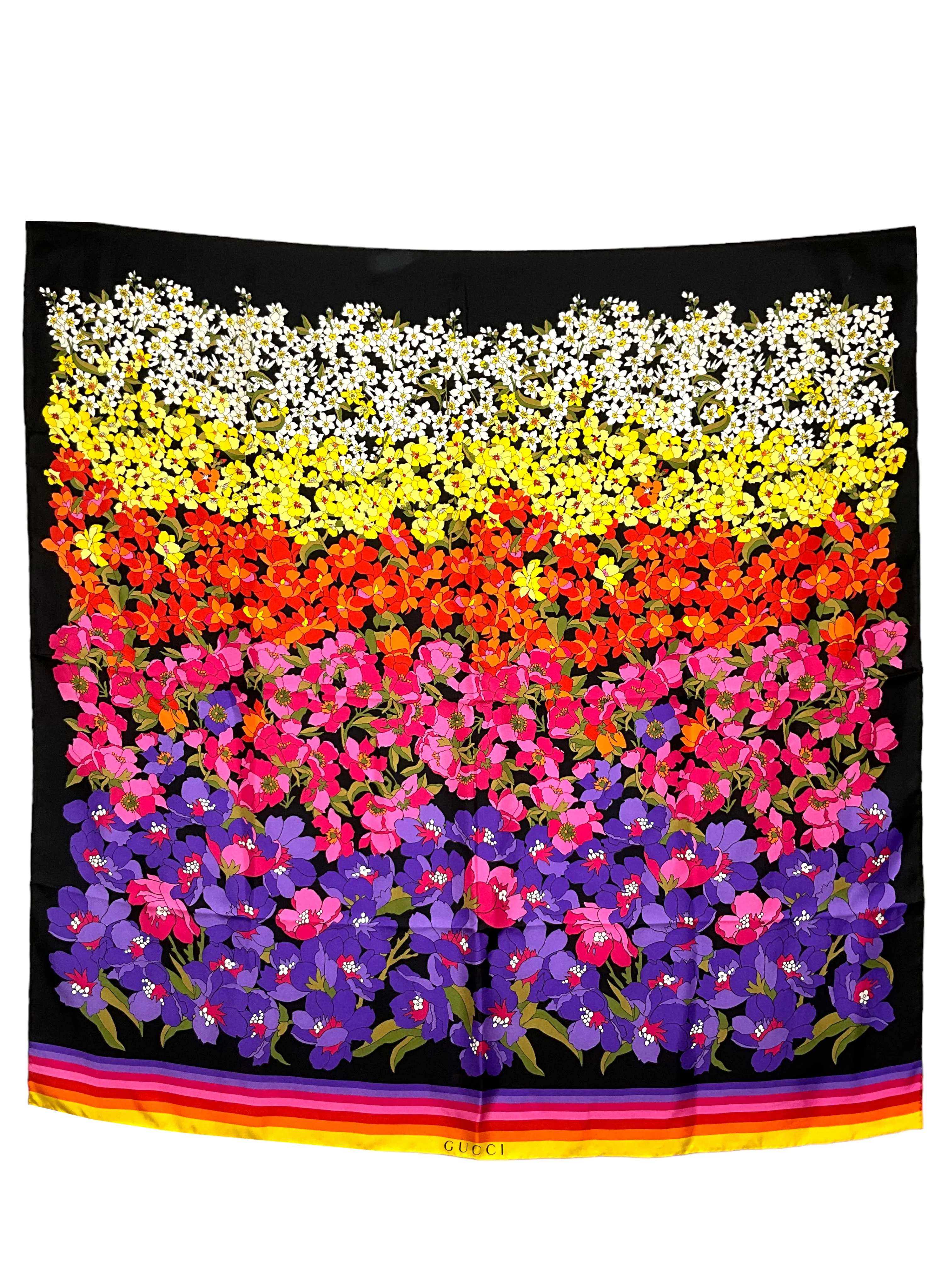 GUCCI Silk Degrade Floral Square Scarf NEW