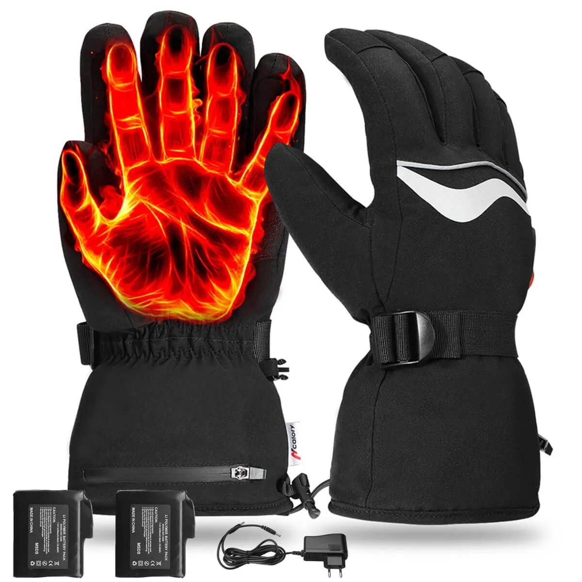 HG-02 Black Electric Heated Gloves, Waterproof Warm 1Pair
