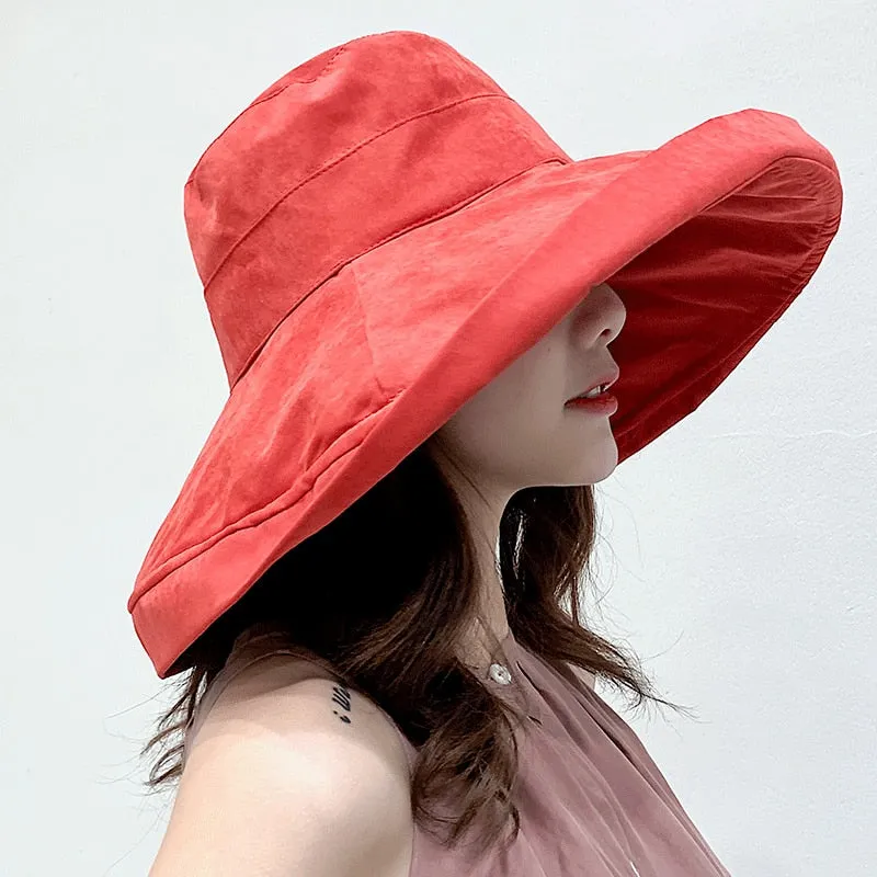 K34 Women's hat Bucket hat Fashion Panama Anti-UV Summer Hat Big Brim Hat Double-Sided Fisherman Hat Sun Protection Sun Visor