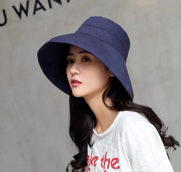 K34 Women's hat Bucket hat Fashion Panama Anti-UV Summer Hat Big Brim Hat Double-Sided Fisherman Hat Sun Protection Sun Visor