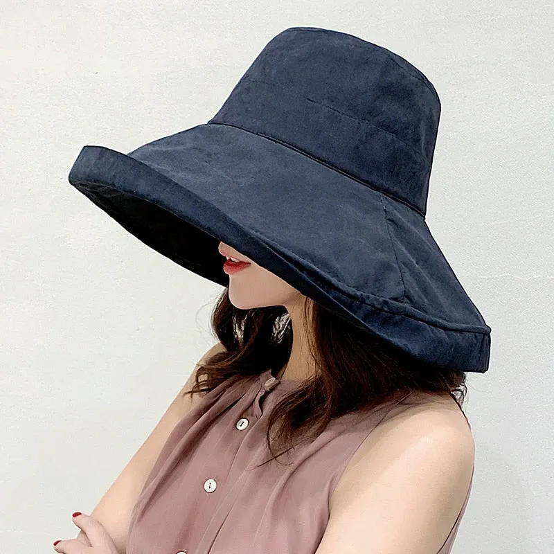 K34 Women's hat Bucket hat Fashion Panama Anti-UV Summer Hat Big Brim Hat Double-Sided Fisherman Hat Sun Protection Sun Visor