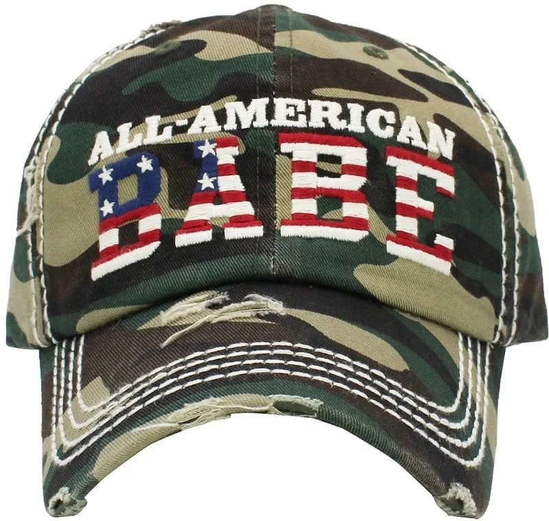 KBV1381 "America Babe" Vintage Washed Baseball Cap