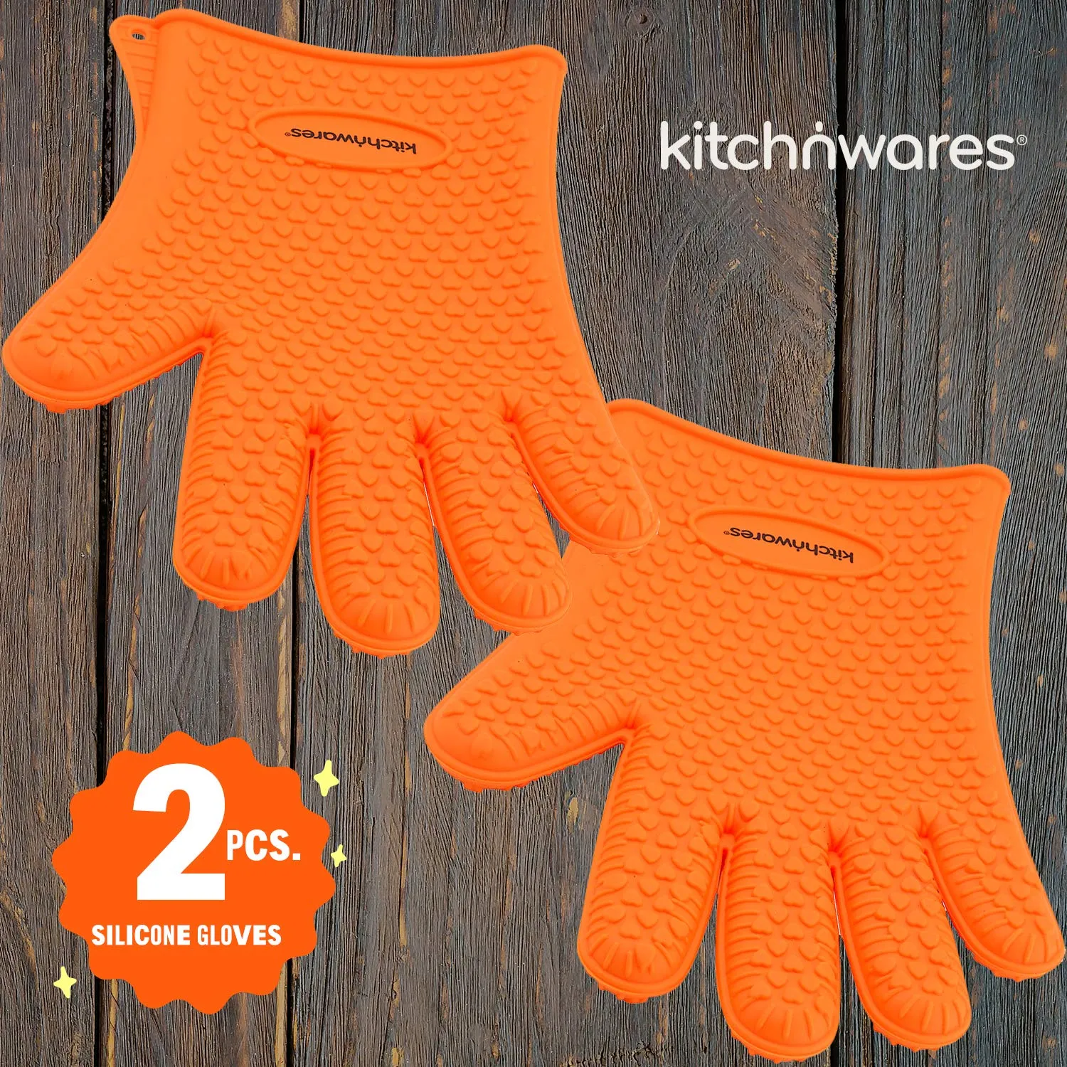 Kitch N Wares Heat Resistant Silicone Gloves - Orange - Great for Use in Kitchen
