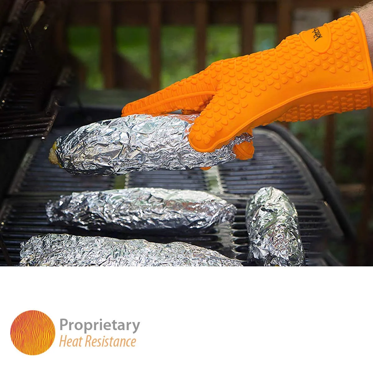 Kitch N Wares Heat Resistant Silicone Gloves - Orange - Great for Use in Kitchen
