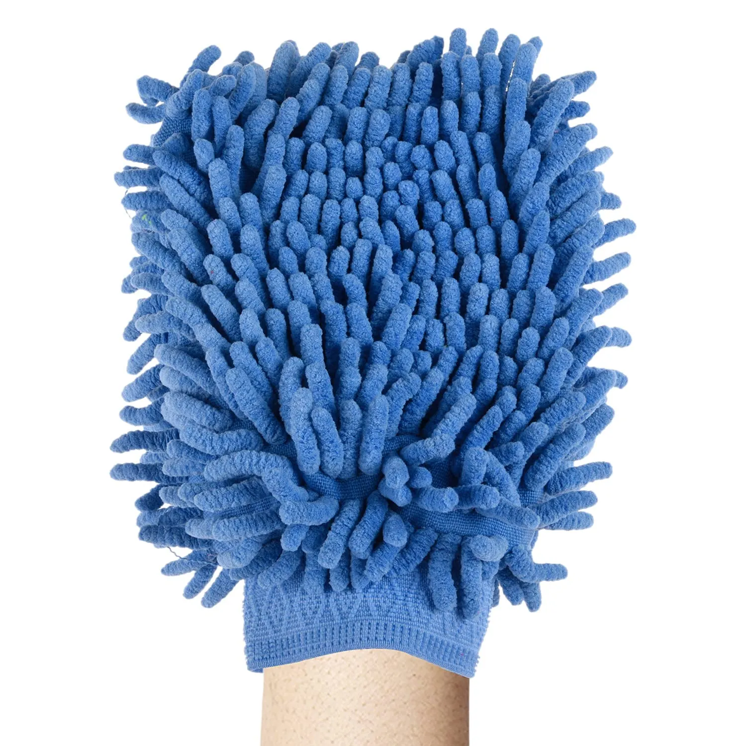 Kuber Industries Chenille Mitts|Microfiber Cleaning Gloves|Inside Waterproof Cloth Gloves|100 Gram Weighted Hand Duster|Chenille Gloves for Car|Glass|Pack of 2 (Blue & Dark Pink)