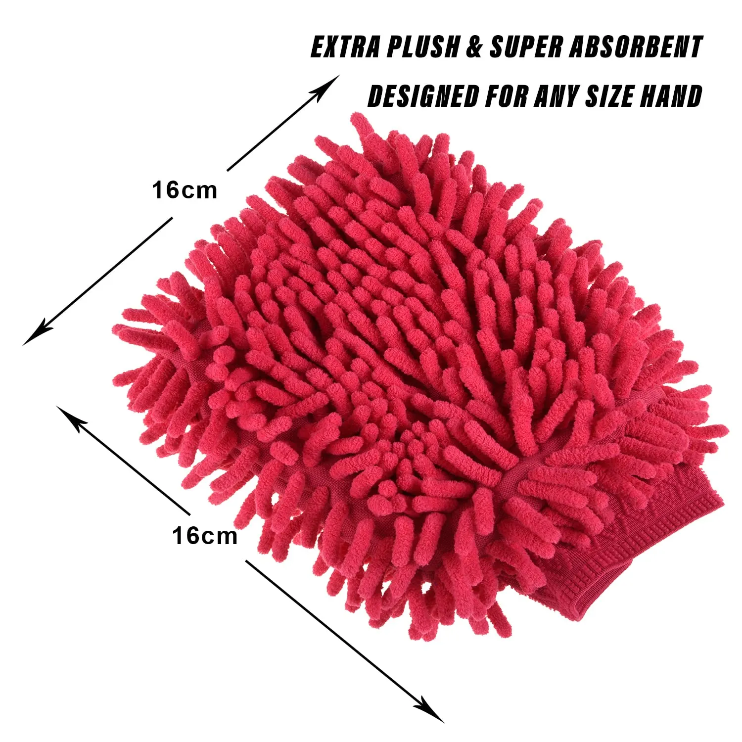 Kuber Industries Chenille Mitts|Microfiber Cleaning Gloves|Inside Waterproof Cloth Gloves|100 Gram Weighted Hand Duster|Chenille Gloves for Car|Glass|Pack of 2 (Blue & Dark Pink)