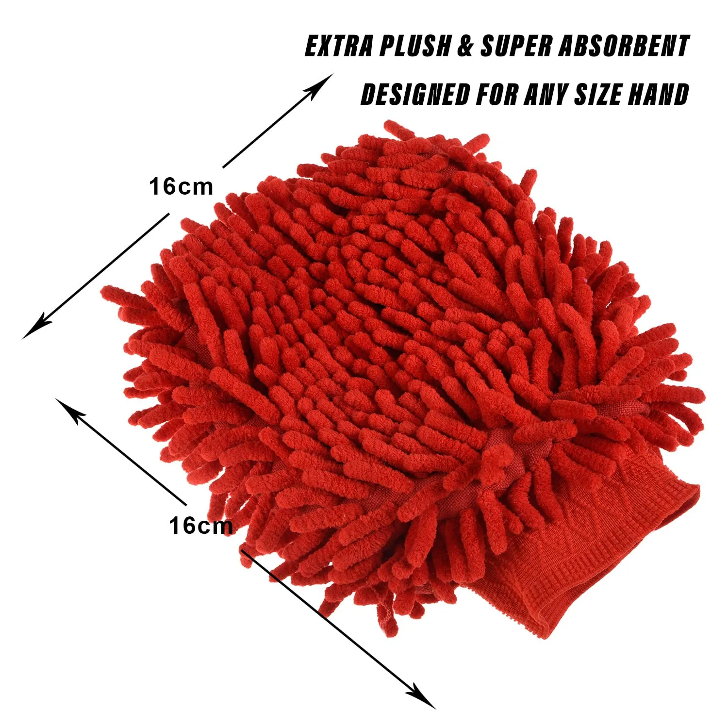 Kuber Industries Chenille Mitts|Microfiber Cleaning Gloves|Inside Waterproof Cloth Gloves|100 Gram Weighted Hand Duster|Chenille Gloves for Car|Glass|Pack of 4 (Red)