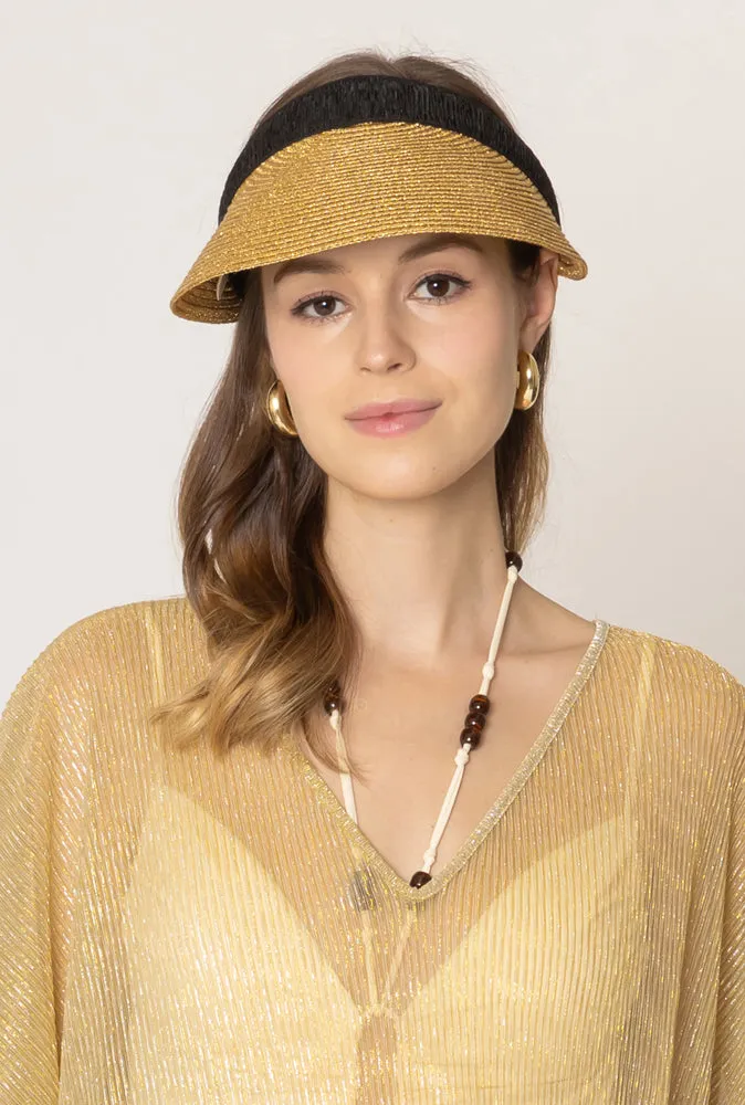 Metallic Straw Sun Visor