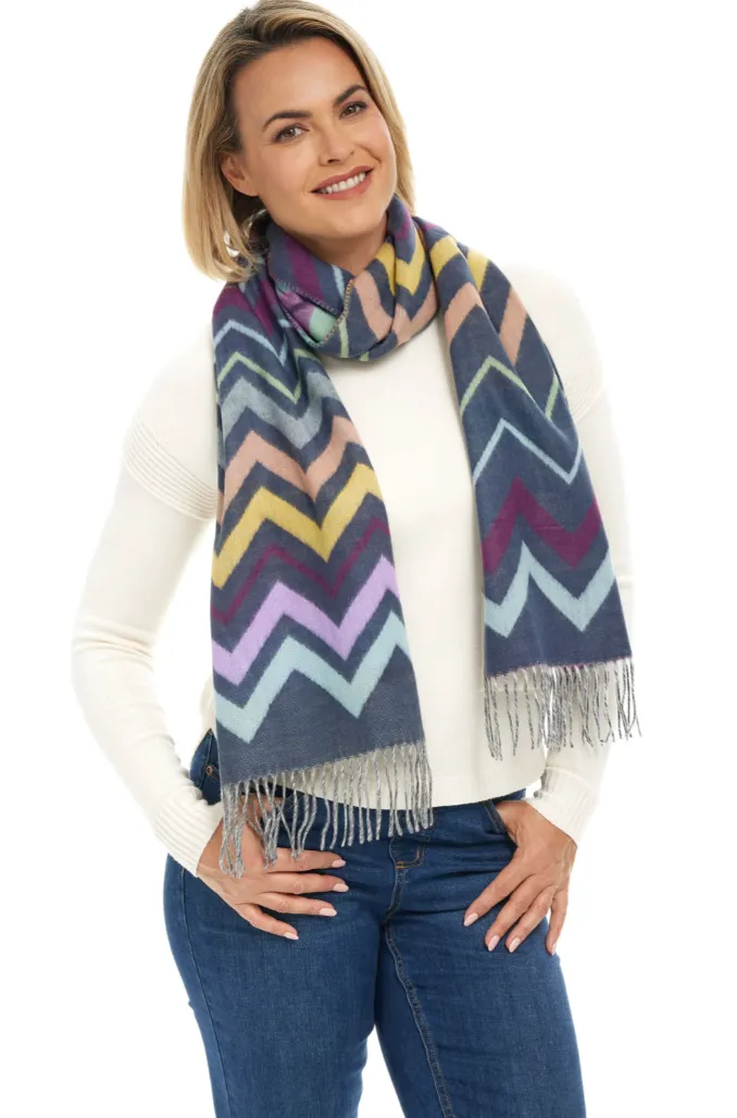 Modern Zig Zag Scarf - Deep Blue