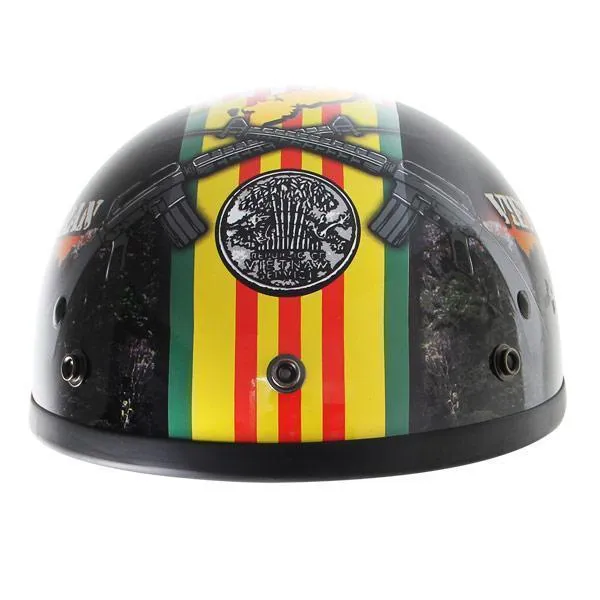 Outlaw Helmets T70 Hustler Glossy Black Vietnam Motorcycle Half Helmet for Men & Women with Sun Visor DOT Approved - Adult Unisex Skull Cap for Bike Scooter ATV UTV Chopper Skateboard