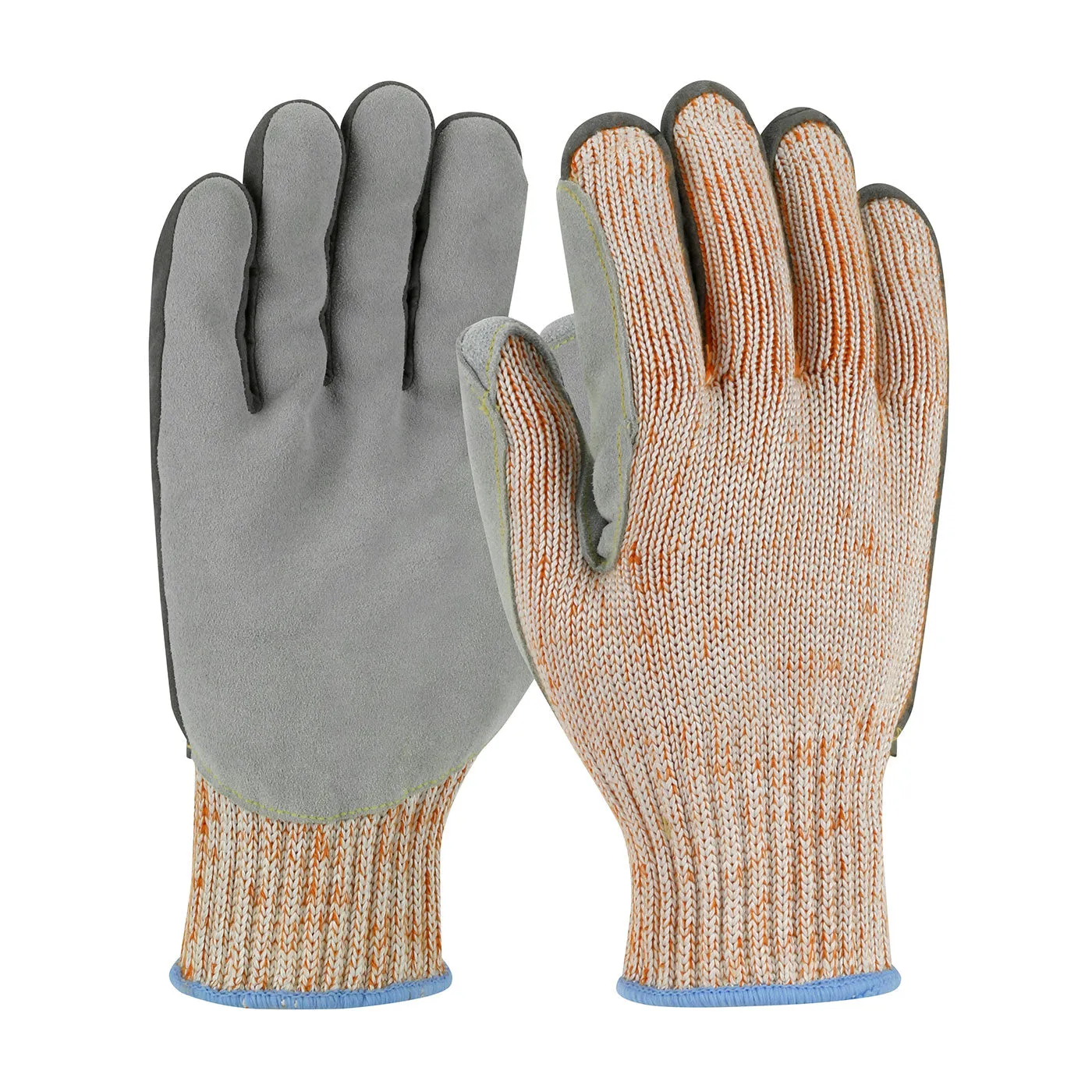 PIP 09-H550SLPV Scrap King Seamless Knit PolyKor Blended with Split Cowhide Leather Palm and Aramid Stitching Safety Glove (One Dozen)