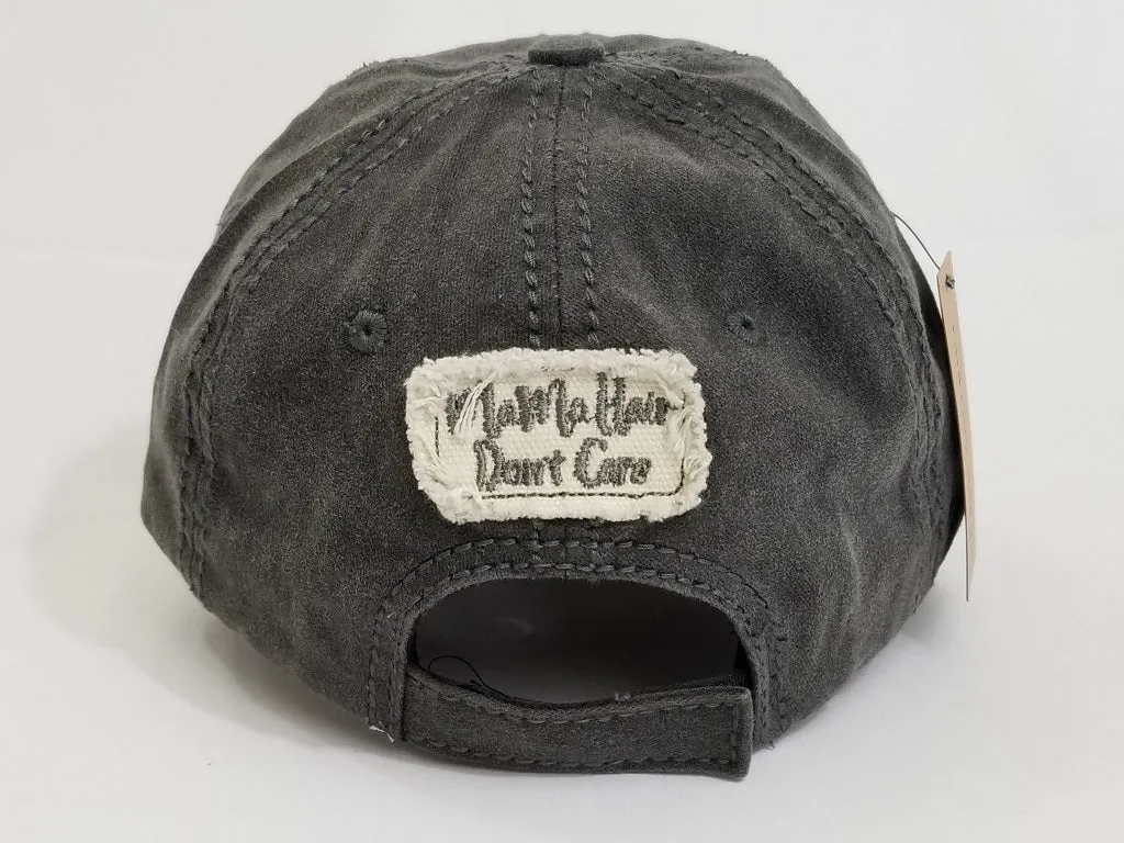 "Mama hair don't care" washed baseball cap