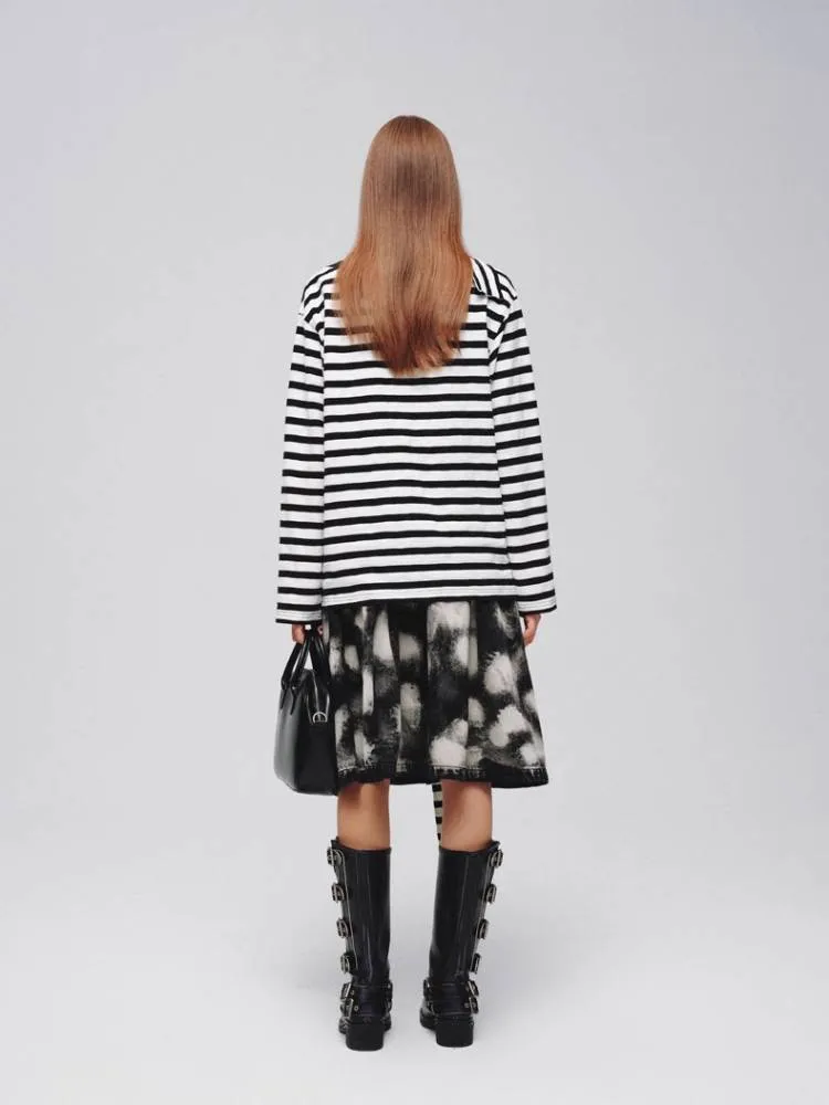 Striped casual T-shirt (with scarf)   striped socks【s0000008373】