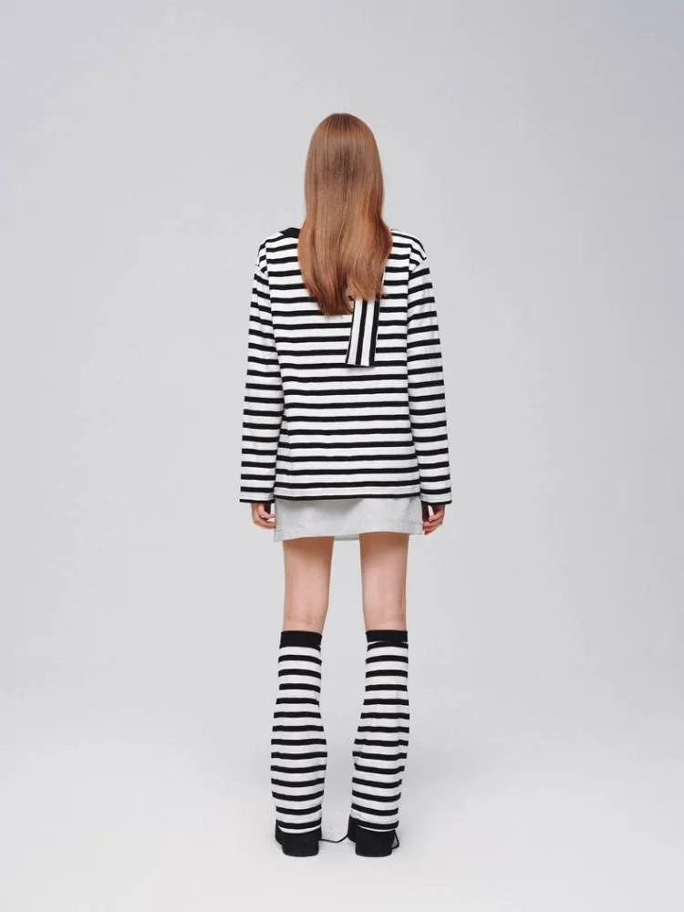 Striped casual T-shirt (with scarf)   striped socks【s0000008373】